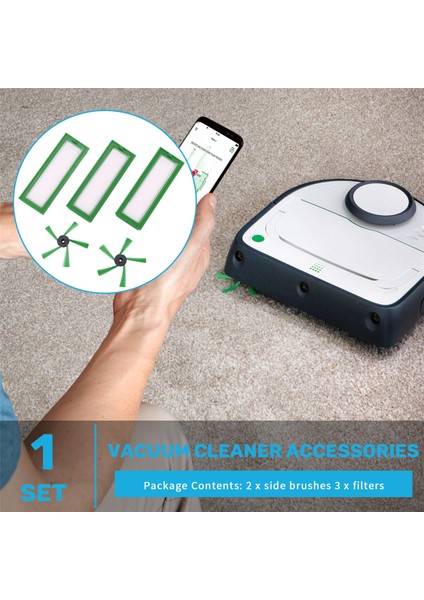 Vorwerk Kobold VR200 ve VR300 Vakum Robotları - 3x Hepa Filtreleri ve 2x Yan Fırçalar Için Aksesuarlar (Yurt Dışından) fırsatları