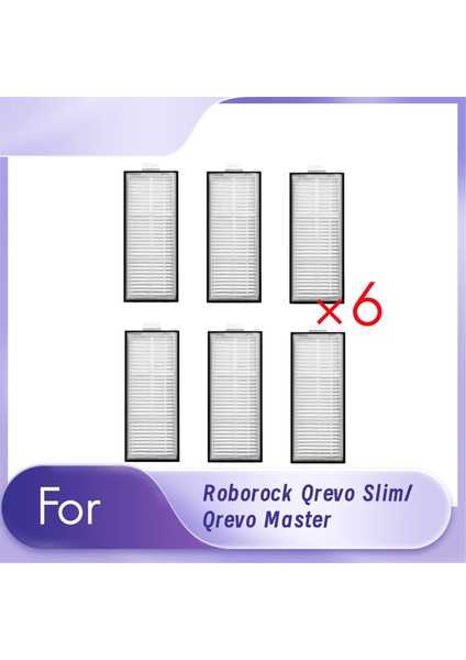 6 Adet Roborock Qrevo Slim/qrevo Ana Filtre Temizleyici Parçaları Değiştirme Süpürme Robot Aksesuarları (Yurt Dışından)