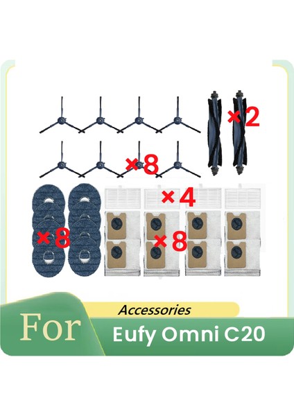 Eufy Omni C20 Için 28 Pcs Süpürme Robot Aksesuarları Temizleyici Parçalar Değiştirme Ana Yan Fırça Filtre Seti Toz Çanta (Yurt Dışından)