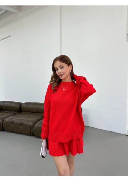 Triko Kumaş Pileli Etekli Hırka Takım modelleri