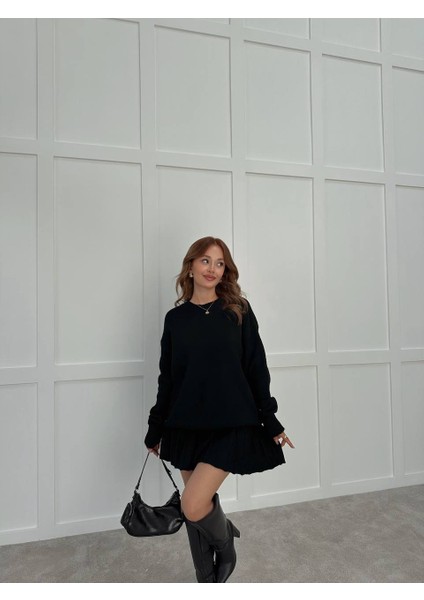 Triko Kumaş Pileli Etekli Hırka Takım modelleri