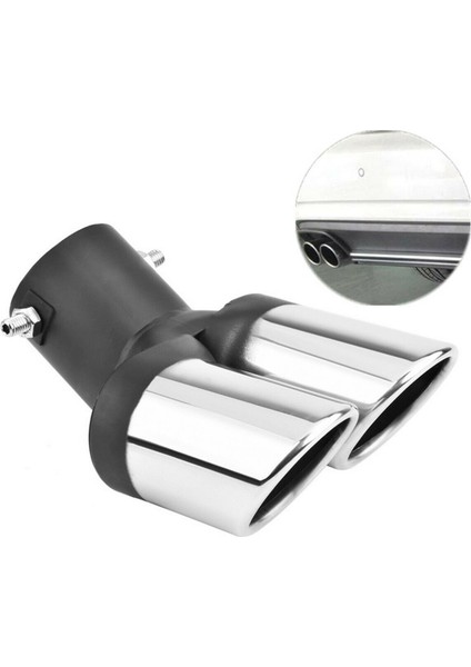 2x Araba Evrensel 63MM Paslanmaz Çelik Çift Çıkış Egzoz Borusu Susturucu Kuyruk Boğaz Susturucu Uç Boru Izgara Siyah (Yurt Dışından) fiyatları
