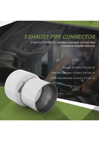 3 Inç Ila 2,5 Inç Od Paslanmaz Standart Egzoz Boru Konnektörü Adaptör Redüktör (Yurt Dışından) fırsatları