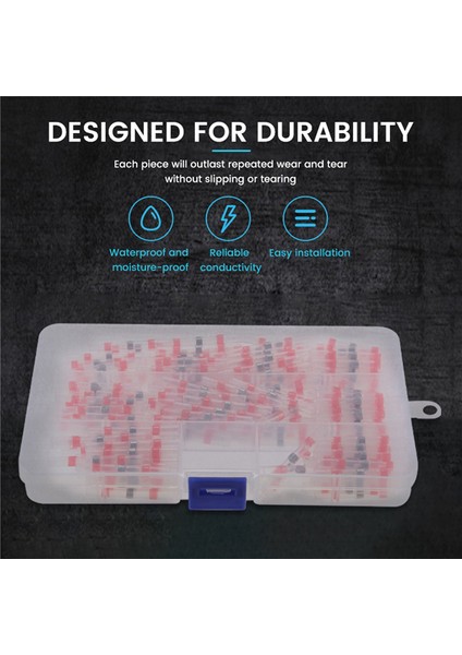 200PCS 22-18 Awg Kırmızı Lehim Sızdırmazlık Kablosu Konektörleri, Isı Büzülme Popo Konektörleri, Su Geçirmez ve Yalıtımlı Tel Terminalleri (Yurt Dışından) indirimleri