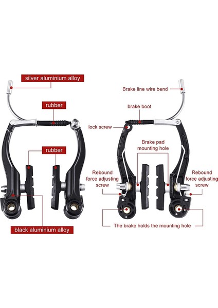 Komple Mtb Bisiklet Dağ Bisikleti Seti, V Fren + Dış Kablolar + Kol + Ön ve Arka Fren Kablosu Bisiklet Fren Aksesuarları (Yurt Dışından) modelleri