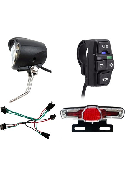 Elektrikli Bisiklet 36V 48V Far Ön Farlar Arka Farlar Arka Uyarı Işıkları LED Gece Spot Far Bisiklet Parçası (Yurt Dışından)