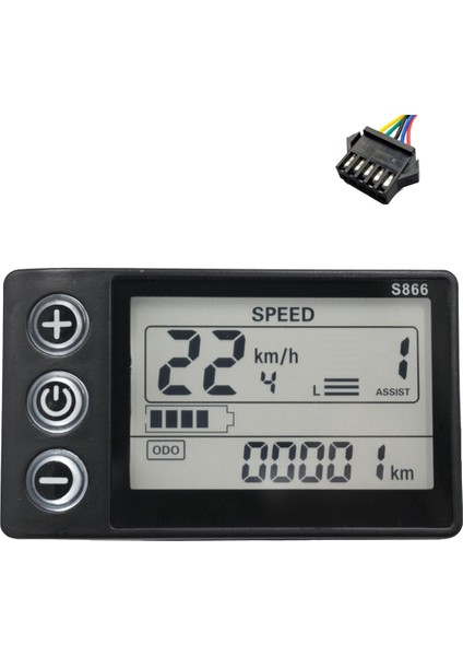 24V 36V 48V 60V S866 Kontrol Paneli Pano Elektrikli Bisiklet LCD Ekran Elektrikli E-Bisiklet Scooter Için (Sm Fiş 5pın) (Yurt Dışından)