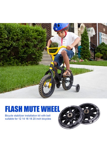 Bisiklet Eğitim Tekerlekleri Flash Mute Tekerlek Bisiklet Sabitleyici Monteli Kit 12 14 16 18 20 Inç Bisikletler Için Zil (Yurt Dışından) fırsatları