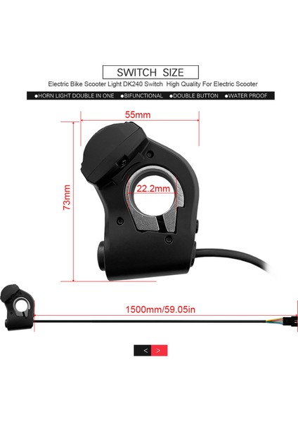 DK240 3 In 1 Elektrikli Bisiklet Korna Anahtarı Elektrikli Bisiklet Scooter Far Anahtarı Sinyalleri Korna On/off Düğmesi (Yurt Dışından) fırsatları