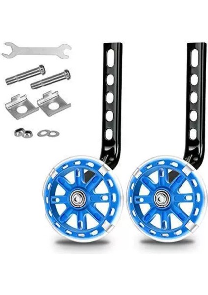 Çocuk Bisikleti Için Ayarlanabilir Sabitleyicili Bisiklet Eğitim Tekerlekleri, 12 14 16 18 20 Inç Çocuk Bisikleti Için Uygundur-Mavi (Yurt Dışından)