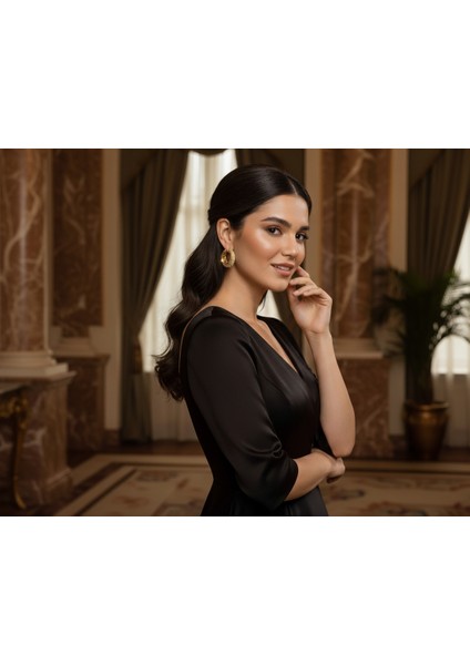 Jewella Altın Halka Ihtişamı-Zehra'nın Işıltısı Çelik Küpe fırsatları