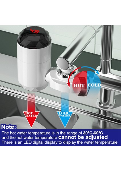Elektrikli Su Isıtıcı Sıcaklık Göstergesi ile Mutfak Için Anında Isıtma Musluk Isıtıcı Tanksız Su Isıtıcı Ab Tak A (Yurt Dışından) modelleri