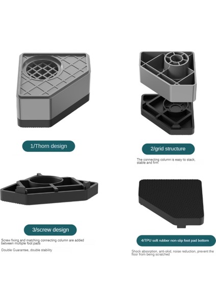 4 Adet Çamaşır Makinesi Boy Uzatma Pedleri Anti Pedleri Sessiz Patinaj Yükseltici Mat Buzdolabı Kurutma Makinesi Destek Standı 4.5cm (Yurt Dışından) indirimleri