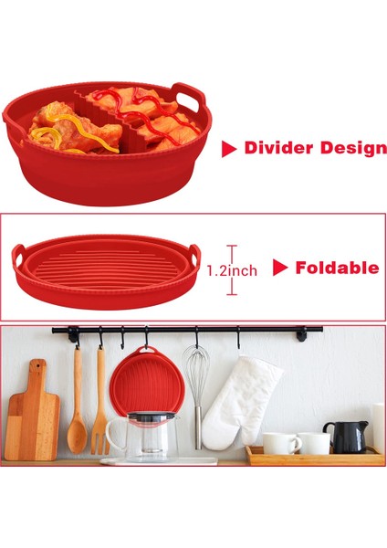 Hava Fritöz Silikon Gömlekleri 8.5 Inç 5 Ila 8 Qt Için Yeniden Kullanılabilir Bölücü ile Katlanabilir Hava Fritöz Silikon Tencere Yapışmaz, A (Yurt Dışından) fırsatları