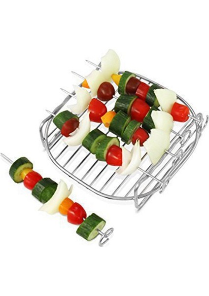 Airfryers Için Raf Ev Hava Fritöz Çift Katmanlı Hava Fritöz Raf Izgara Barbekü Malzemeleri Beş Iğneli Yuvarlak (Yurt Dışından) fırsatları