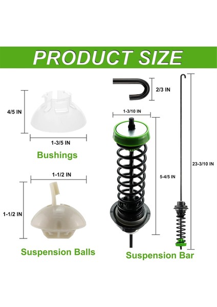 W11130362 4 Adet Yıkama Süspansiyon Çubuğu Kiti, Çamaşır Makineleri Için-Fit 11022352510, WTW5000DW2,MVWC565FW0, WTW5000DW0 (Yurt Dışından) fiyatları