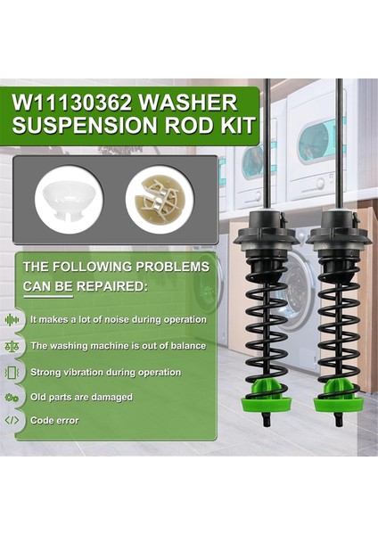 W11130362 4 Adet Yıkama Süspansiyon Çubuğu Kiti, Çamaşır Makineleri Için-Fit 11022352510, WTW5000DW2,MVWC565FW0, WTW5000DW0 (Yurt Dışından) indirimleri