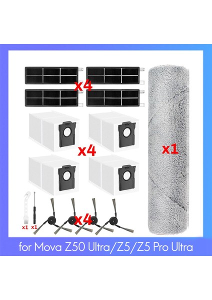 Mova Z50 Ultra / Z5 / Z5 Pro Ultra Robot Süpürge Yedek Parçaları Aksesuarları Silindir Paspas Yan Fırça Filtre Toz Torbası (Yurt Dışından) fiyatları