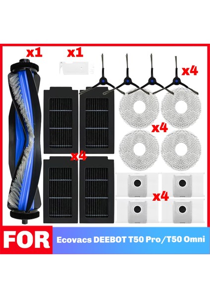 Ecovacs T50 Omnı / T50 Pro Omnı/ecovacs Deebot T50 Max Aksesuarları Için Uygundur Ana Yan Fırça Filtre Paspas Bezi Toz Torbası (Yurt Dışından)