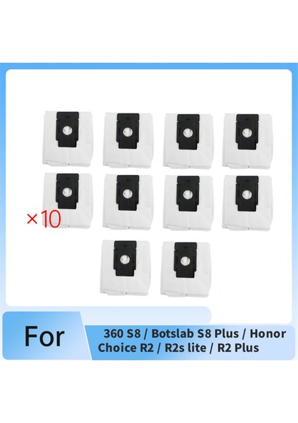 360 S8 / Botslab S8 Plus / Honor Choice R2 / R2S Lite / R2 Plus Otomatik Boşaltma Robot Süpürgesi Için 10 Adet Toz Torbası (Yurt Dışından) modelleri
