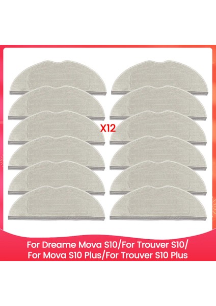 Dreame Mova S10/TROUVER S10/MOVA S10 Plus/trouver S10 Plus Yedek Parça 12 Adet Için Paspas Bezi Pedleri (Yurt Dışından)