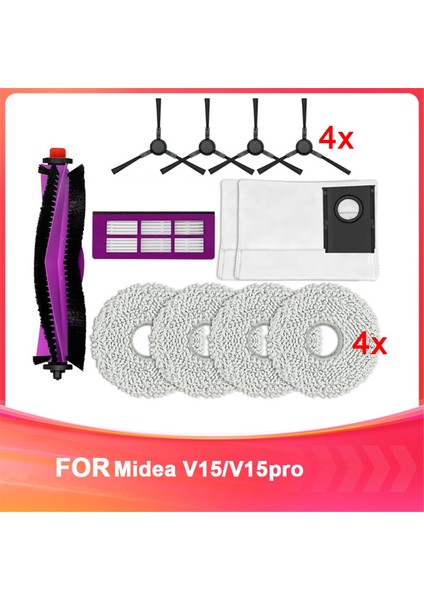Midea V15/V15 Pro Süpürge Robotu Sarf Malzemeleri Süpürge Robotu Aksesuarları (Yurt Dışından)