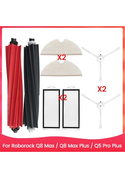 Roborock Q8 Max / Q8 Max Plus / Q5 Pro Plus Silindir Yan Fırça Filtre Paspas Toz Torbası Robot Süpürge Aksesuarları (Yurt Dışından)