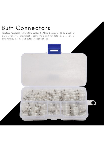 200PCS 26-24 Awg Beyaz Lehim Sızdırmazlık Kablosu Konektörleri, Isı Büzülme Popo Konektörleri, Su Geçirmez ve Yalıtımlı Tel Terminali (Yurt Dışından) modelleri