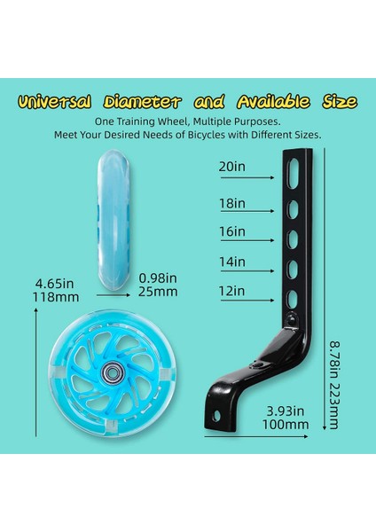 Çocuklar Için Bisiklet Eğitim Tekerlekleri Bisiklet Ayarlanabilir Sabitleyici, 12 14 16 18 20 Inç Çocuk Bisikleti Için Uygun-Siyah (Yurt Dışından) modelleri