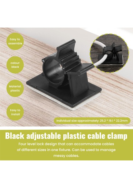 20PCS Siyah Ayarlanabilir Plastik Kablo Kelepçeleri Kendi Yapışkanlı Araç Kablo Klipsleri Tel Organizatör (Yurt Dışından) indirimleri