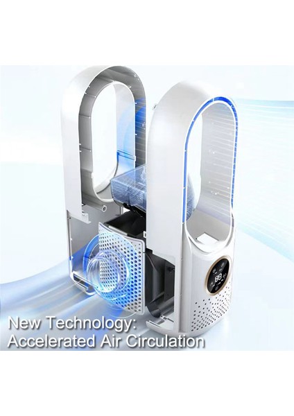 Hava Soğutucu LED Ekran Klima Nemlendirme Elektrikli Fan 6 Hız Sessiz Zamanlayıcı Fan Nemlendirici Fan Mavi (Yurt Dışından) fırsatları