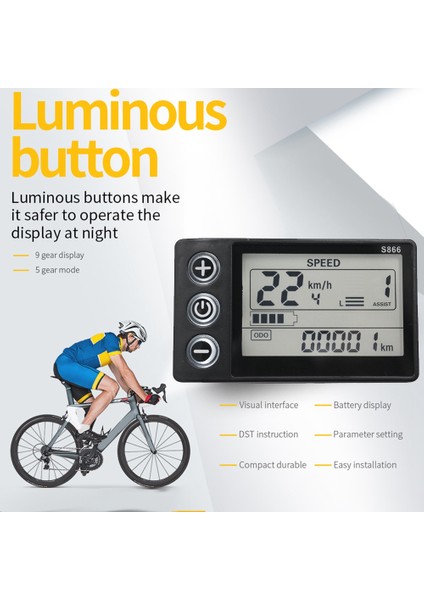24V 36V 48V 60V S866 Kontrol Paneli Pano Su Geçirmez 6pın Elektrikli Bisiklet LCD Ekran Elektrikli E-Bisiklet Scooter Için (Yurt Dışından) fiyatları