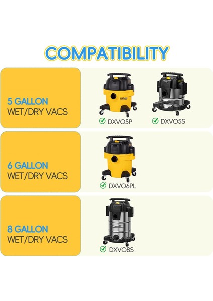 Dewalt 5 Ila 8 Galon Islak/kuru Elektrikli Süpürge Için 14'lü Paket DXVA19-4104 Elektrikli Süpürge Torbaları, Tek Kullanımlık Atölye Elektrikli Süpürge Torbaları, Toz Torbası Değişimi (Yurt Dışından) fiyatları