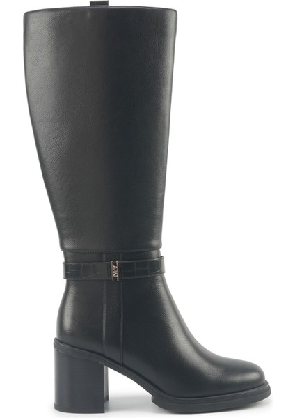 Nathıe 5pr Siyah Kadın Topuklu Çizme