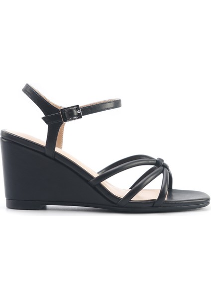 Jorgıa 5fx Siyah Kadın Dolgu Topuk Sandalet