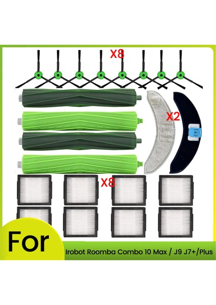Irobot Roomba Combo 10 Max J9 J7+/plus Elektrikli Süpürge Yedek Parçaları Moping Pedi Yan Fırça Filtre Silindir Fırça (Yurt Dışından)