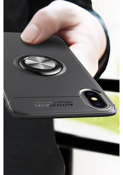 iPhone Xs Max Kılıf Range Yüzüklü Silikon - SIYAH-KIRMIZI-(5796) - BKS5686-1633 indirimleri