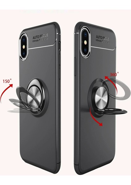 iPhone Xs Max Kılıf Range Yüzüklü Silikon - SIYAH-GOLD-(5796) - BKS1723-5563 fırsatları