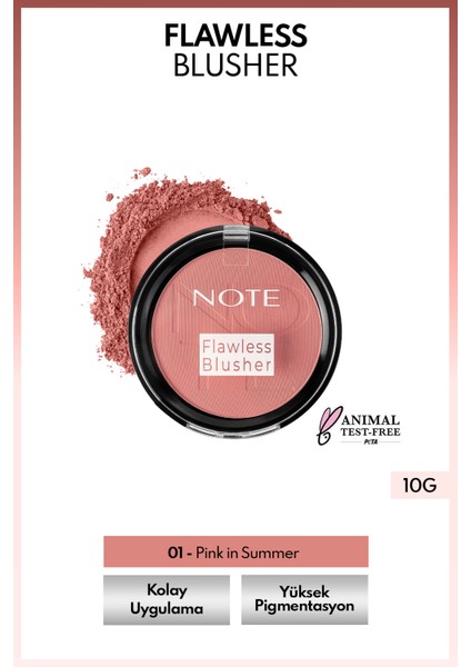 Flawless Blusher Mat Bitişli Toz Allık-01 Pink in Summer