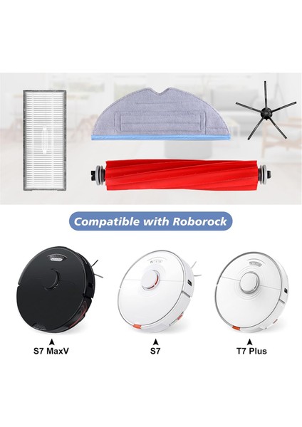 Roborock S7, S7+, S7 Maxv, S7 Maxv Plus, Ana Yan Fırça Mop Kumaş Pedleri Hepa Filtre Yedek Parçalar Aksesuarları (Yurt Dışından) fırsatları