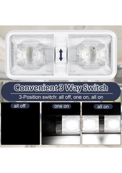Rv Işıkları Iç Mekan 12V LED 8W Tavan Çift Kubbe Işığı (Yurt Dışından)