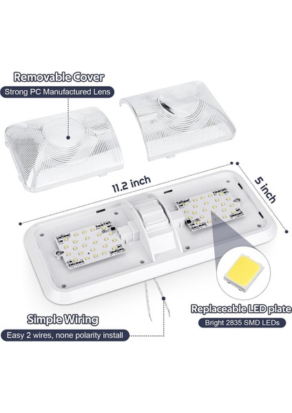 Rv Işıkları Iç Mekan 12V LED 8W Tavan Çift Kubbe Işığı (Yurt Dışından) modelleri