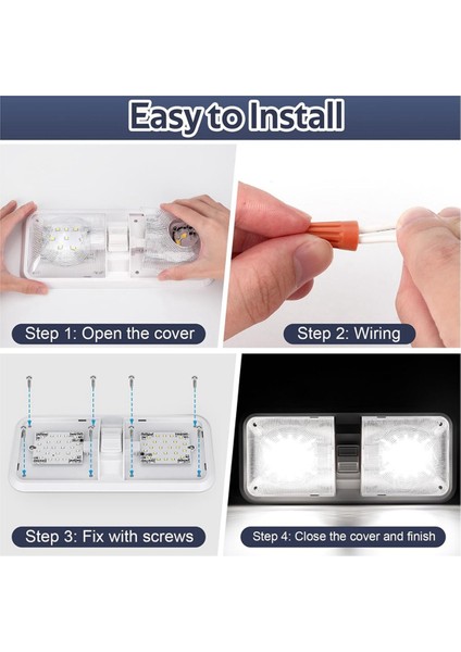 Rv Işıkları Iç Mekan 12V LED 8W Tavan Çift Kubbe Işığı (Yurt Dışından) fırsatları