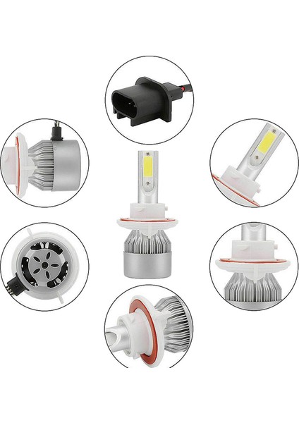 (2 Paket) H13 / 9008 LED Far Ampulü (Yakın ve Uzak) C6 Dönüşüm Kiti, 72W 8500LM 6500K Soğut (Yurt Dışından) fiyatları