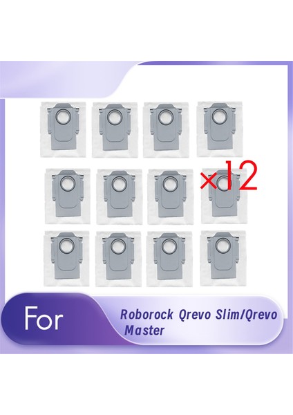 Roborock Qrevo Slim/qrevo Master Sweeper Aksesuarları Için 12 Pcs Toz Torbaları Toz Torbaları, Iyi Çalışacak ve Iyi Çalışmak Için Yapılmış (Yurt Dışından)