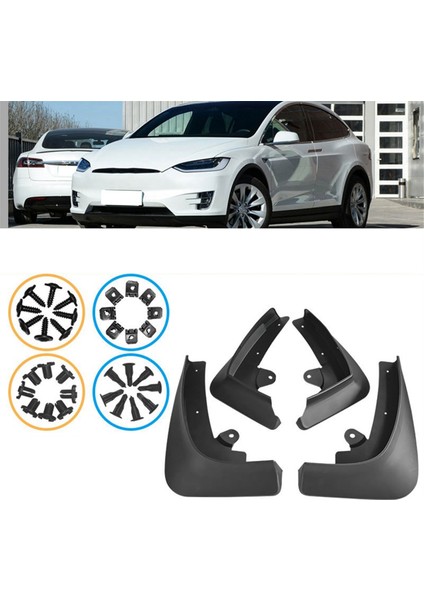 Model x 2016-2021 Için 4 Adet Araba Çamurluk Çamurlukları (Yurt Dışından)