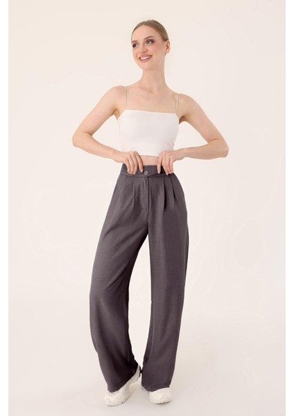 Keten Karışımlı Kore Model Palazzo Pantolon