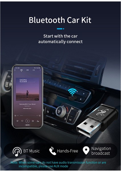 Mini USB Kablosuz Ses Adaptörü 5.0 Ses Alıcı Stereo Sistemi USB 5.0 USB Ses Adaptörü Kablosuz Alıcı (Yurt Dışından)