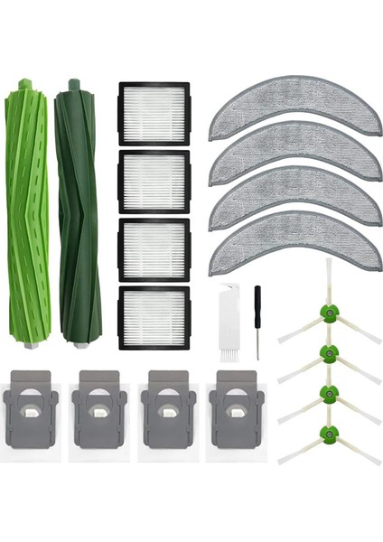 Irobot J7+ Combo Robotik Silindir Ana Yan Fırça Hepa Filtre Mop Bezleri Rag Toz Torbası Yedek Yedek Parça Aksesuar (Yurt Dışından)