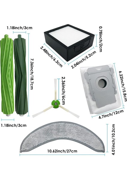Irobot J7+ Combo Robotik Silindir Ana Yan Fırça Hepa Filtre Mop Bezleri Rag Toz Torbası Yedek Yedek Parça Aksesuar (Yurt Dışından) modelleri